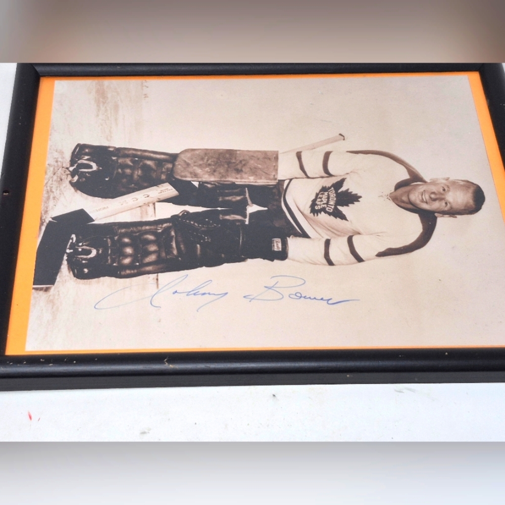 Toronto Maples Leafs Black And White Signed Johnny Bower Framed Photograph - Picture 5 of 6